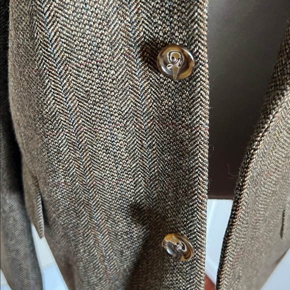 Vintage Lauren Ralph Lauren Wool Blazer | 46 Long | Brown Herringbone Tweed - Picture 2 of 9